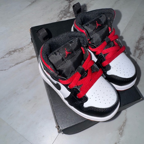Jordan Kids Black Red and White Sneakers